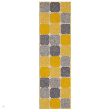 Portland 172 J Modern Geometric Carved Durable Short Pile Yellow /Grey/Cream Runner-Melrose-Rug Love - The Most Loved Rug Store